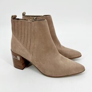 Blondo Laureece Bootie Womens 9.5 M Tan Beige Suede Waterproof Pointed Toe B6659